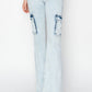 RISEN High Rise Cargo Flare Jeans