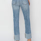 RISEN High Rise Cuffed Slim Straight Jeans - Whimsical Appalachian Boutique