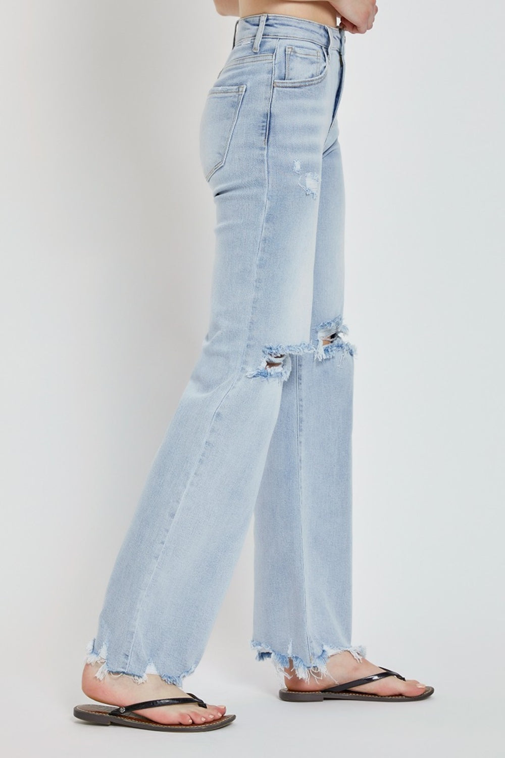 RISEN High Rise Distressed Wide Leg Jeans - Whimsical Appalachian Boutique