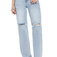 RISEN High Rise Distressed Wide Leg Jeans - Whimsical Appalachian Boutique