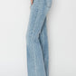 RISEN High Rise Raw Cut Hem Bootcut Light Denim Jeans - Whimsical Appalachian Boutique