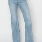 RISEN High Rise Raw Cut Hem Bootcut Light Denim Jeans - Whimsical Appalachian Boutique