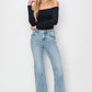 RISEN High Rise Raw Cut Hem Bootcut Light Denim Jeans - Whimsical Appalachian Boutique