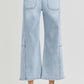 RISEN High Rise Seamed Detail Wide Leg Crop Jeans