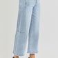 RISEN High Rise Seamed Detail Wide Leg Crop Jeans