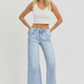 RISEN High Rise Seamed Detail Wide Leg Crop Jeans