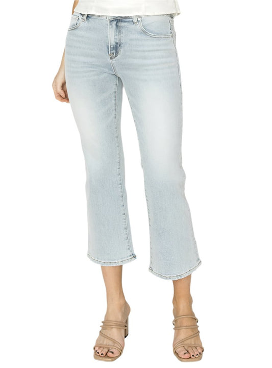 RISEN Mid Rise Cropped Flare Jeans