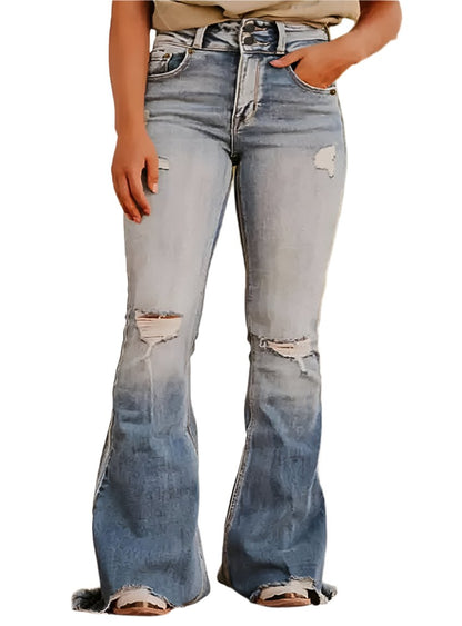 Distressed Raw Hem Bootcut Jeans - Whimsical Appalachian Boutique