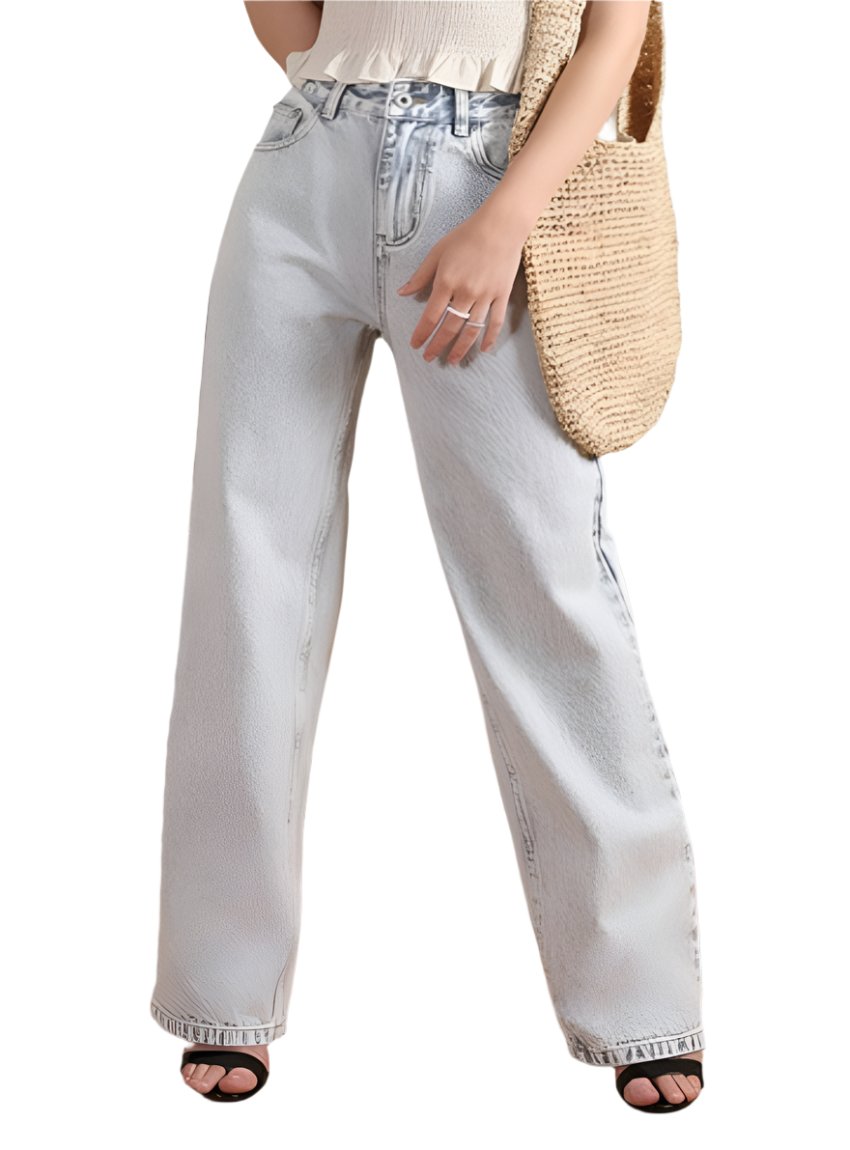 Lilou High-Waisted Light Acid Wash Straight Denim Jeans - Whimsical Appalachian Boutique