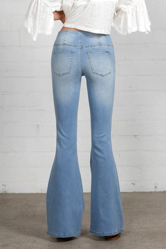 Denim Lab USA Mid Rise Banded Wide Flare Jeans - Whimsical Appalachian Boutique