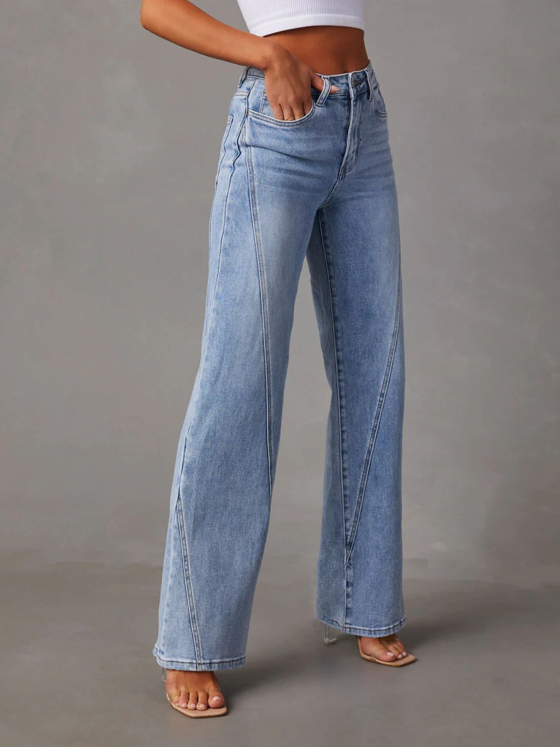 High Waist Straight Jeans with Pockets - Whimsical Appalachian Boutique