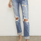 Denim Lab USA Destroyed Front Girlfriend Jeans - Whimsical Appalachian Boutique