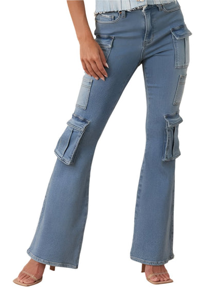 Denim Lab USA High Rise Cargo Bootcut Denim - Whimsical Appalachian Boutique