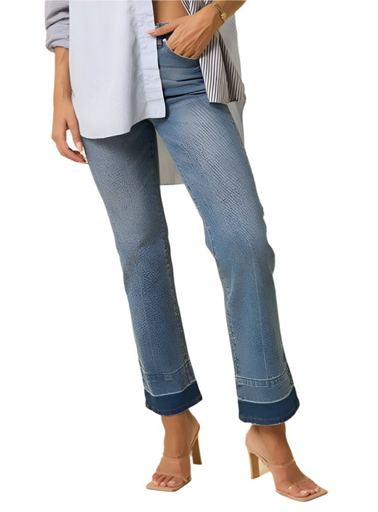 Denim Lab USA High Rise Released Hem Straight Leg Jeans - Whimsical Appalachian Boutique