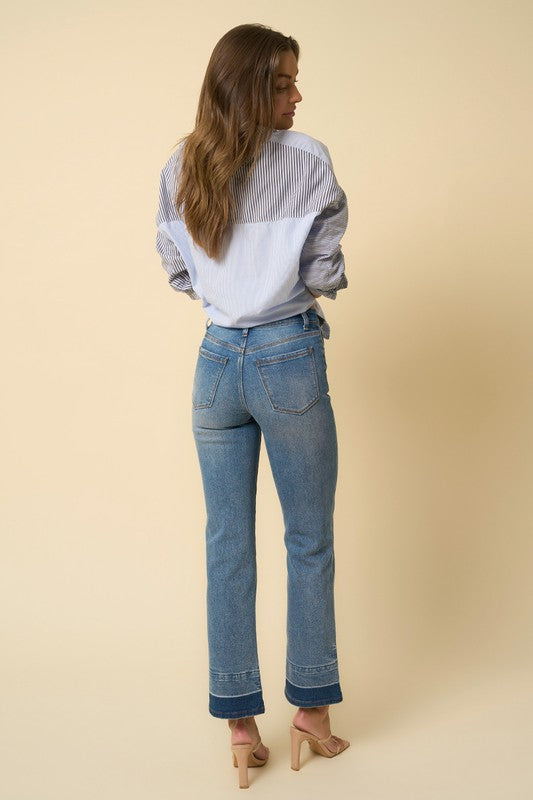 Denim Lab USA High Rise Released Hem Straight Leg Jeans - Whimsical Appalachian Boutique