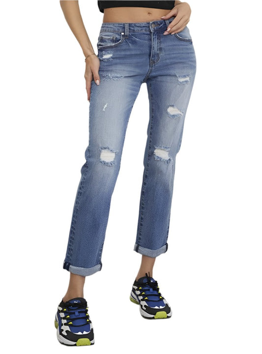 Denim Lab USA Mid Rise Slim Boyfriend Jeans - Whimsical Appalachian Boutique