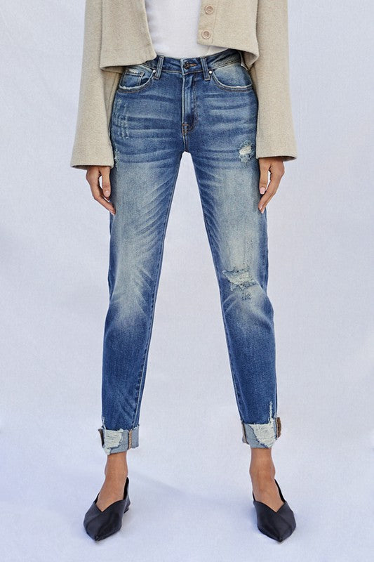 Denim Lab USA Raw Hem Boyfriend Jeans - Whimsical Appalachian Boutique