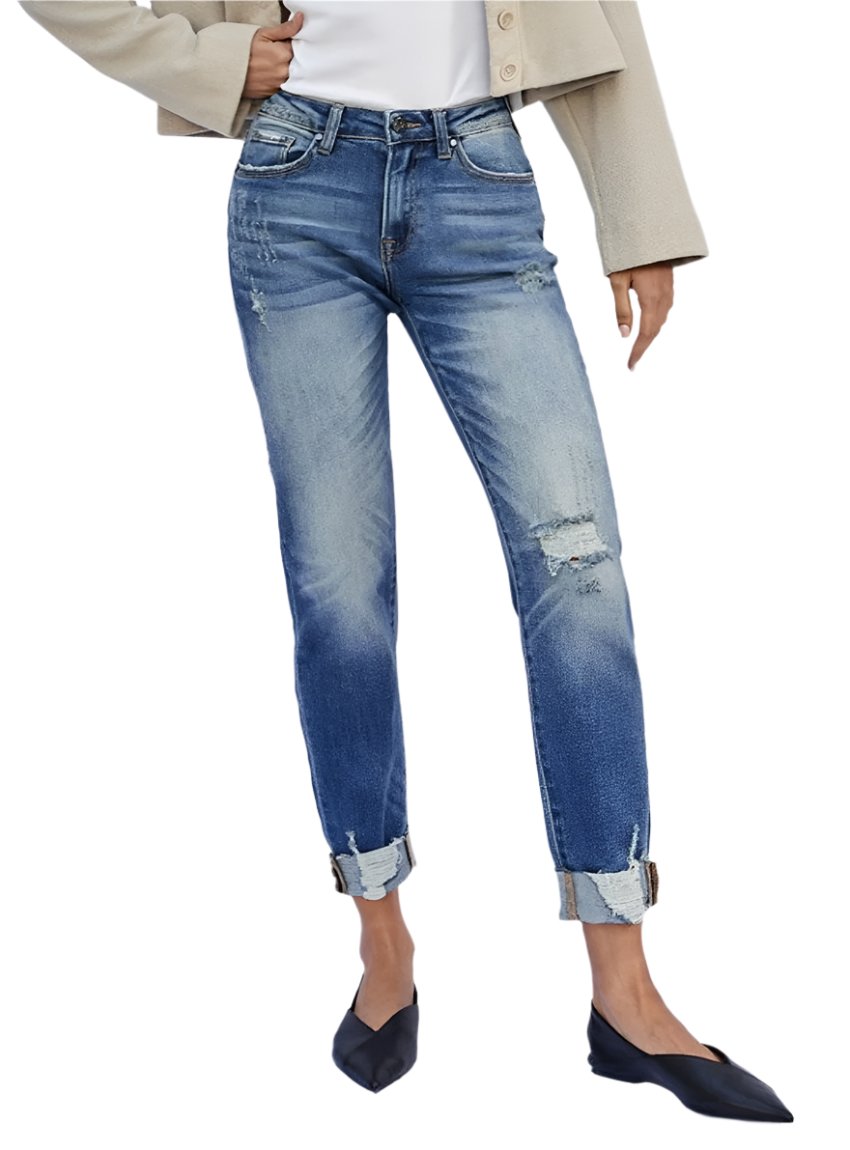 Denim Lab USA Raw Hem Boyfriend Jeans - Whimsical Appalachian Boutique