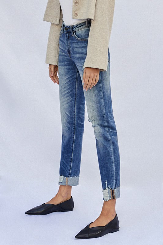 Denim Lab USA Raw Hem Boyfriend Jeans - Whimsical Appalachian Boutique