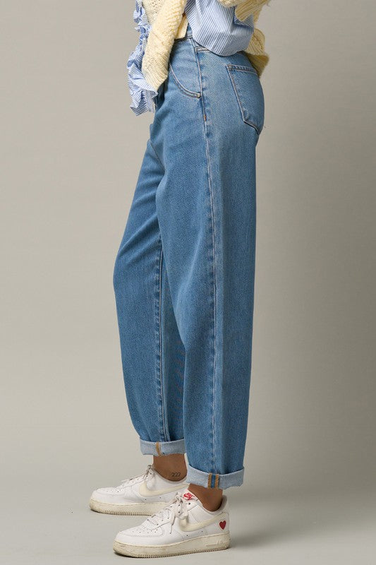 Denim Lab USA Super High Waist Medium Wash Slouch Jeans - Whimsical Appalachian Boutique