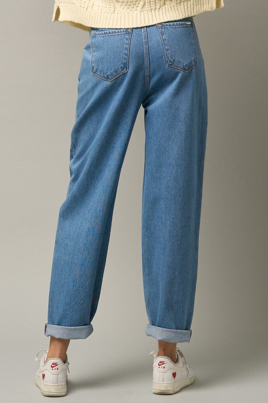 Denim Lab USA Super High Waist Medium Wash Slouch Jeans - Whimsical Appalachian Boutique