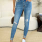 Judy Blue Mid Rise Destroy & Cuff Skinny Jeans - Whimsical Appalachian Boutique