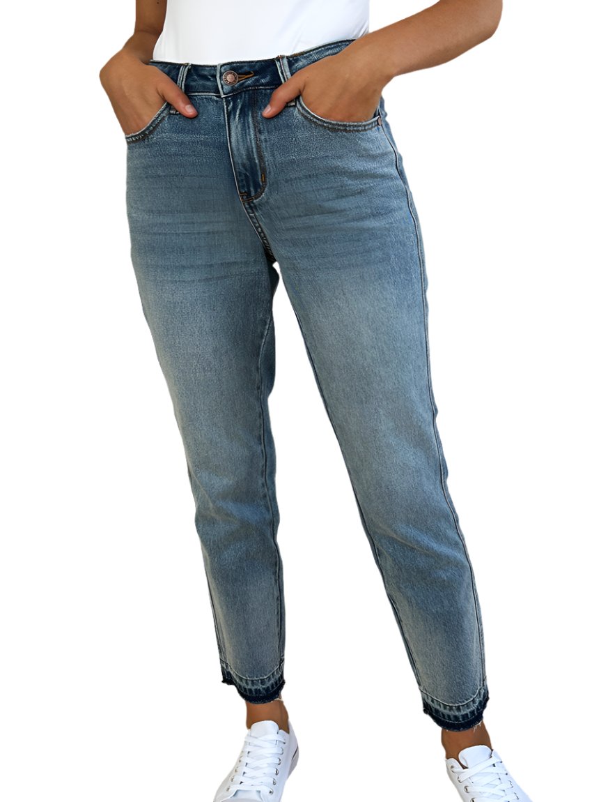 Judy Blue Mid Rise Rigid Magic Release Hem Jeans - Whimsical Appalachian Boutique