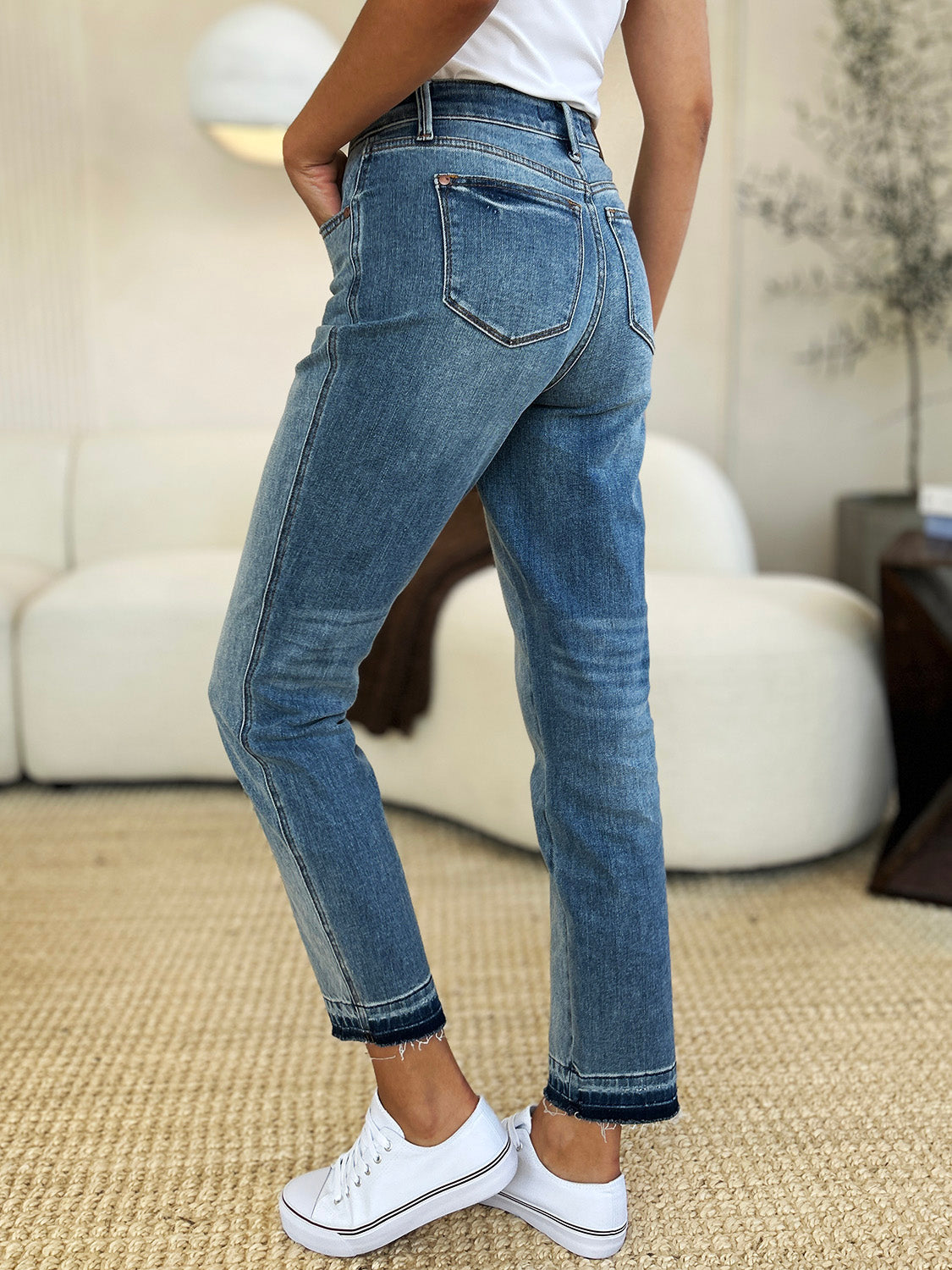 Judy Blue Mid Rise Rigid Magic Release Hem Jeans - Whimsical Appalachian Boutique