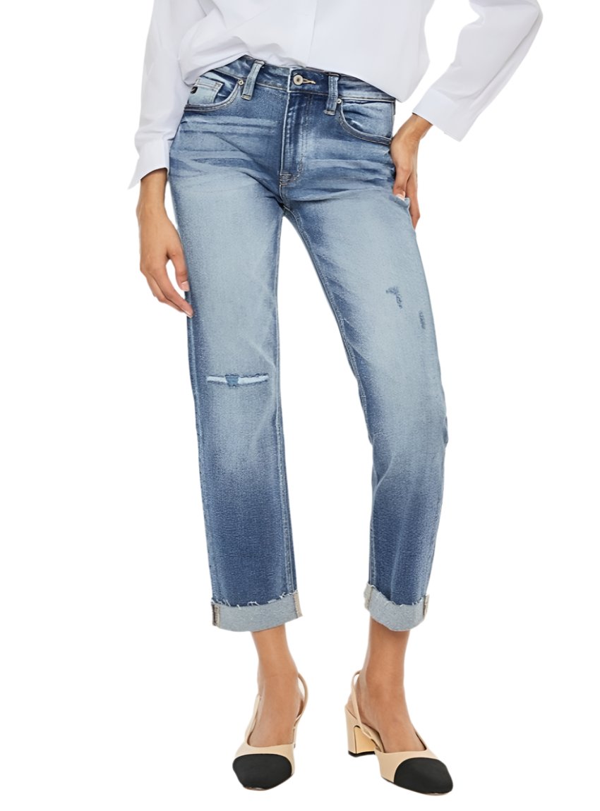 Kancan High Rise Cuffed Straight Jeans - Whimsical Appalachian Boutique