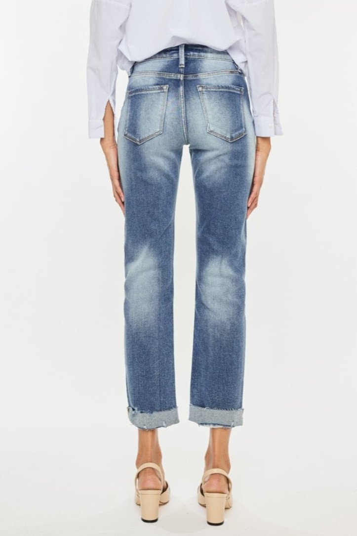 Kancan High Rise Cuffed Straight Jeans - Whimsical Appalachian Boutique