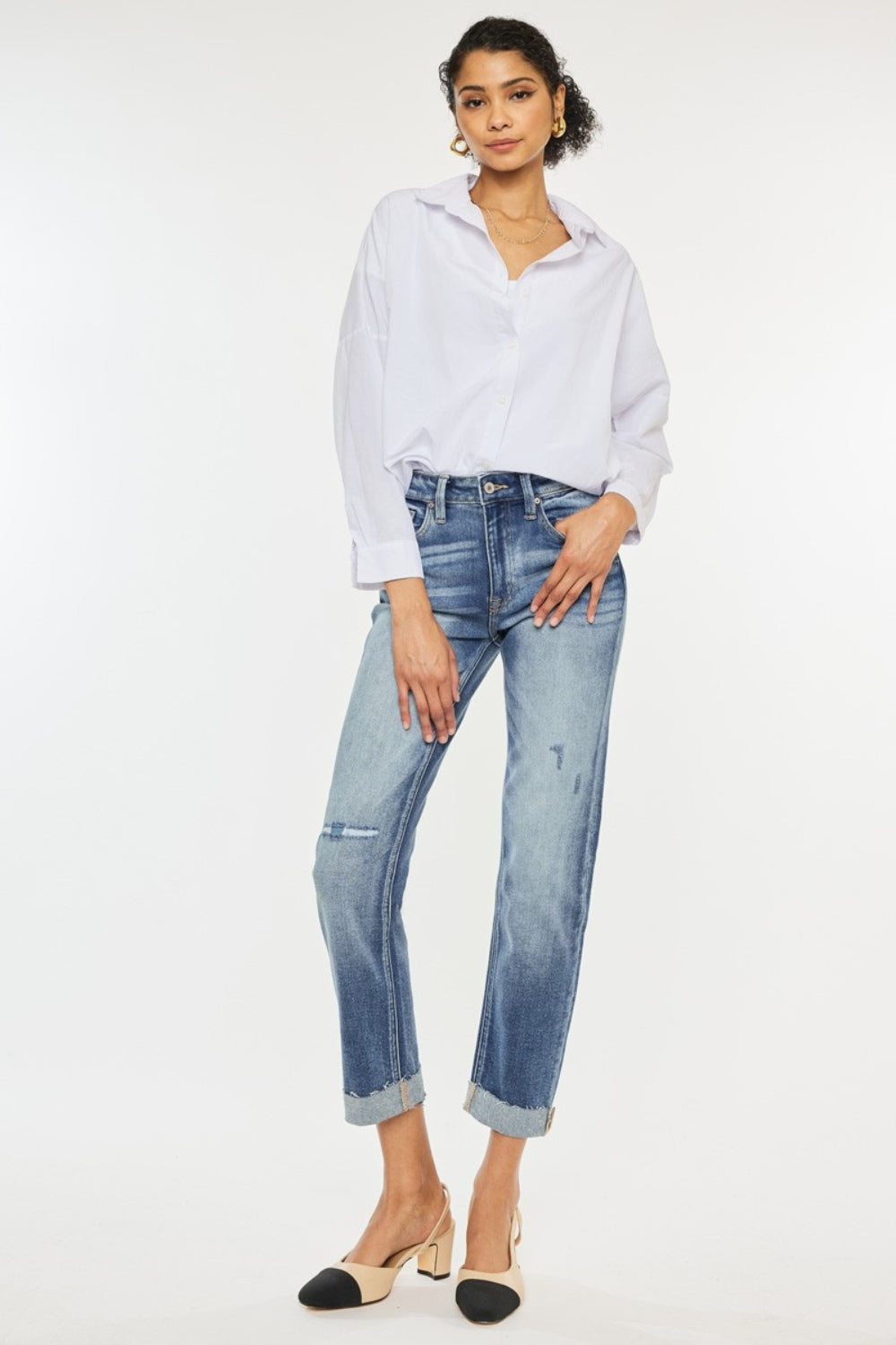 Kancan High Rise Cuffed Straight Jeans - Whimsical Appalachian Boutique