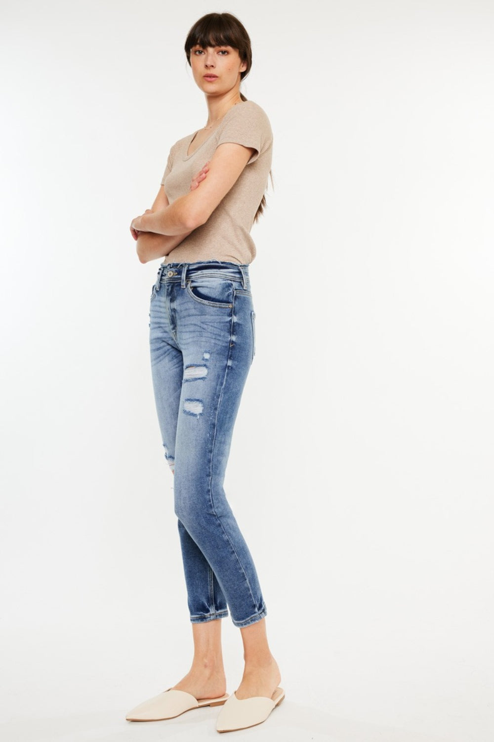 Kancan High Rise Distressed Mom Jeans - Whimsical Appalachian Boutique