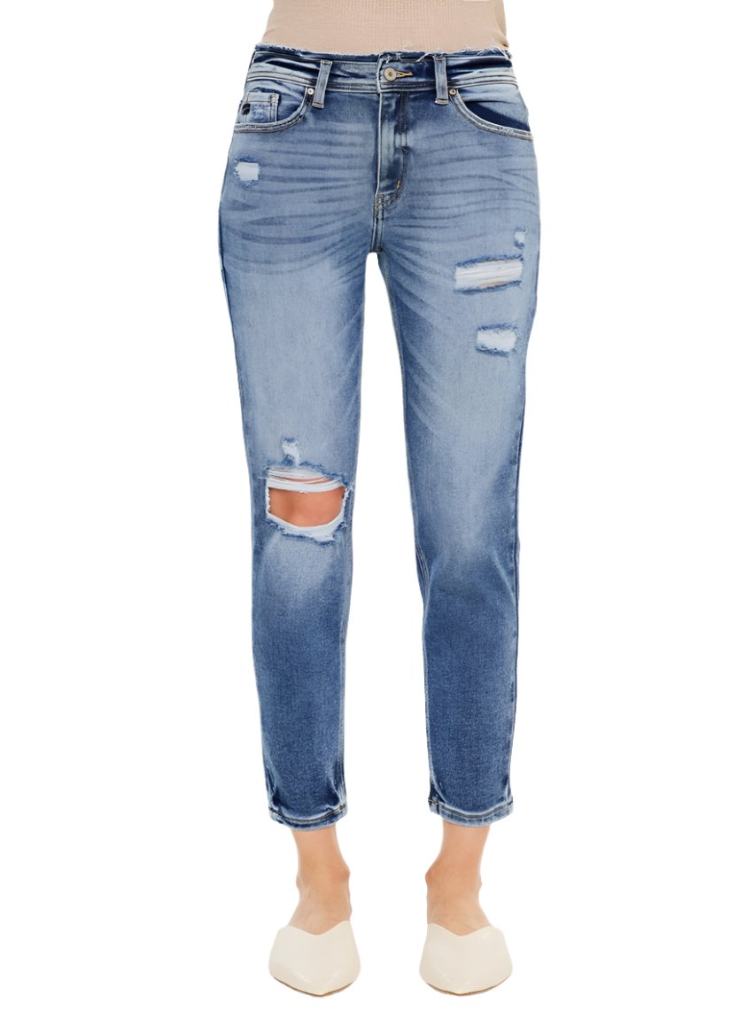 Kancan High Rise Distressed Mom Jeans - Whimsical Appalachian Boutique