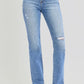 RISEN Distressed High-Rise Ankle Straight Jeans