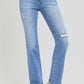 RISEN Distressed High-Rise Ankle Straight Jeans