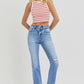 RISEN Distressed High-Rise Ankle Straight Jeans