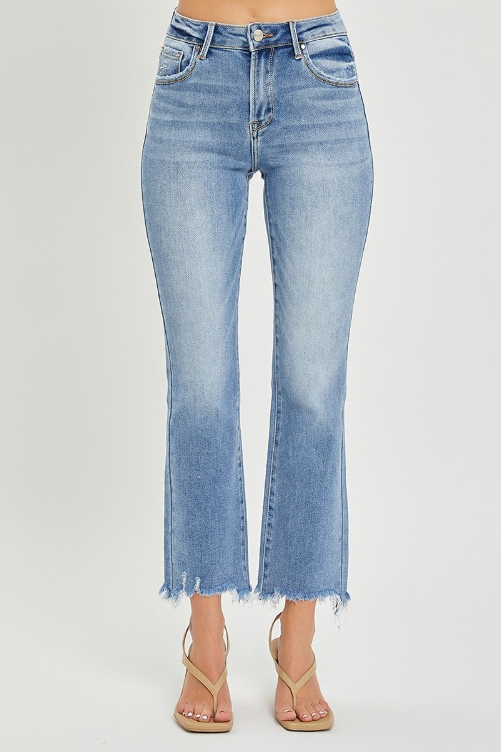 RISEN Frayed Hem Cropped Straight Jeans - Whimsical Appalachian Boutique