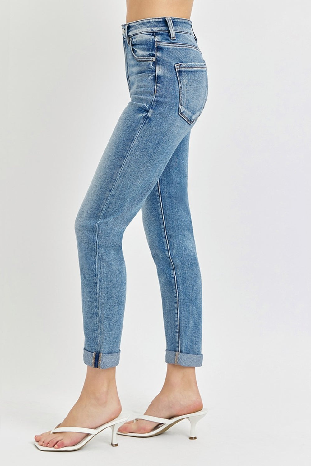 RISEN High Rise Cropped Roll Up Jeans - Whimsical Appalachian Boutique