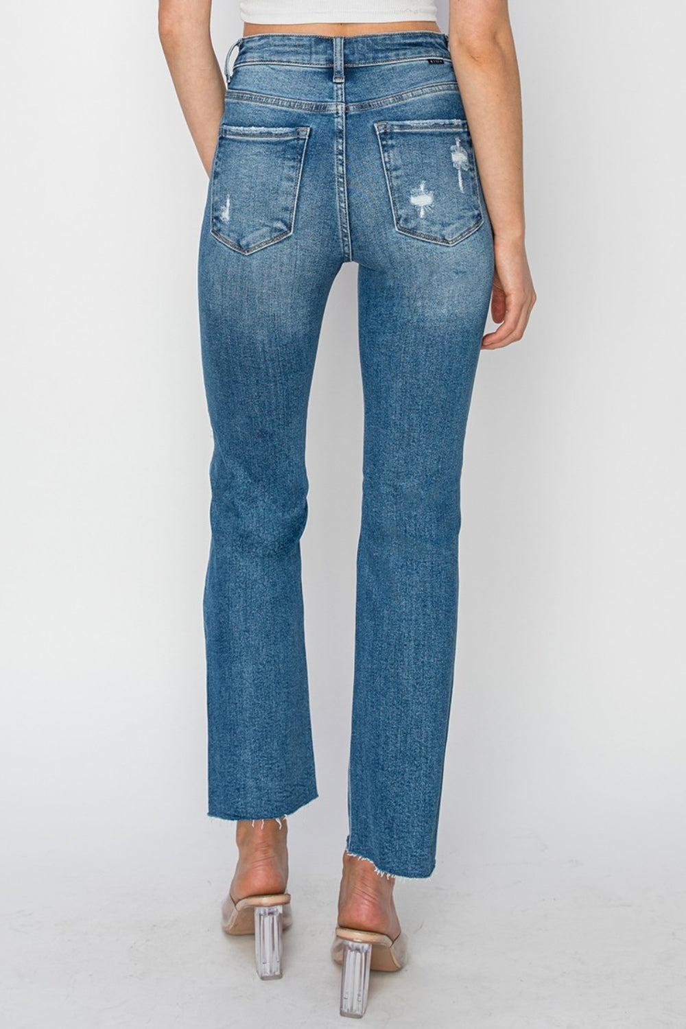 RISEN High Rise Distressed Ankle Jeans - Whimsical Appalachian Boutique