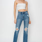 RISEN High Rise Distressed Ankle Jeans - Whimsical Appalachian Boutique