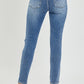 RISEN High Rise Knee Distressed Skinny Jeans - Medium Wash - Whimsical Appalachian Boutique