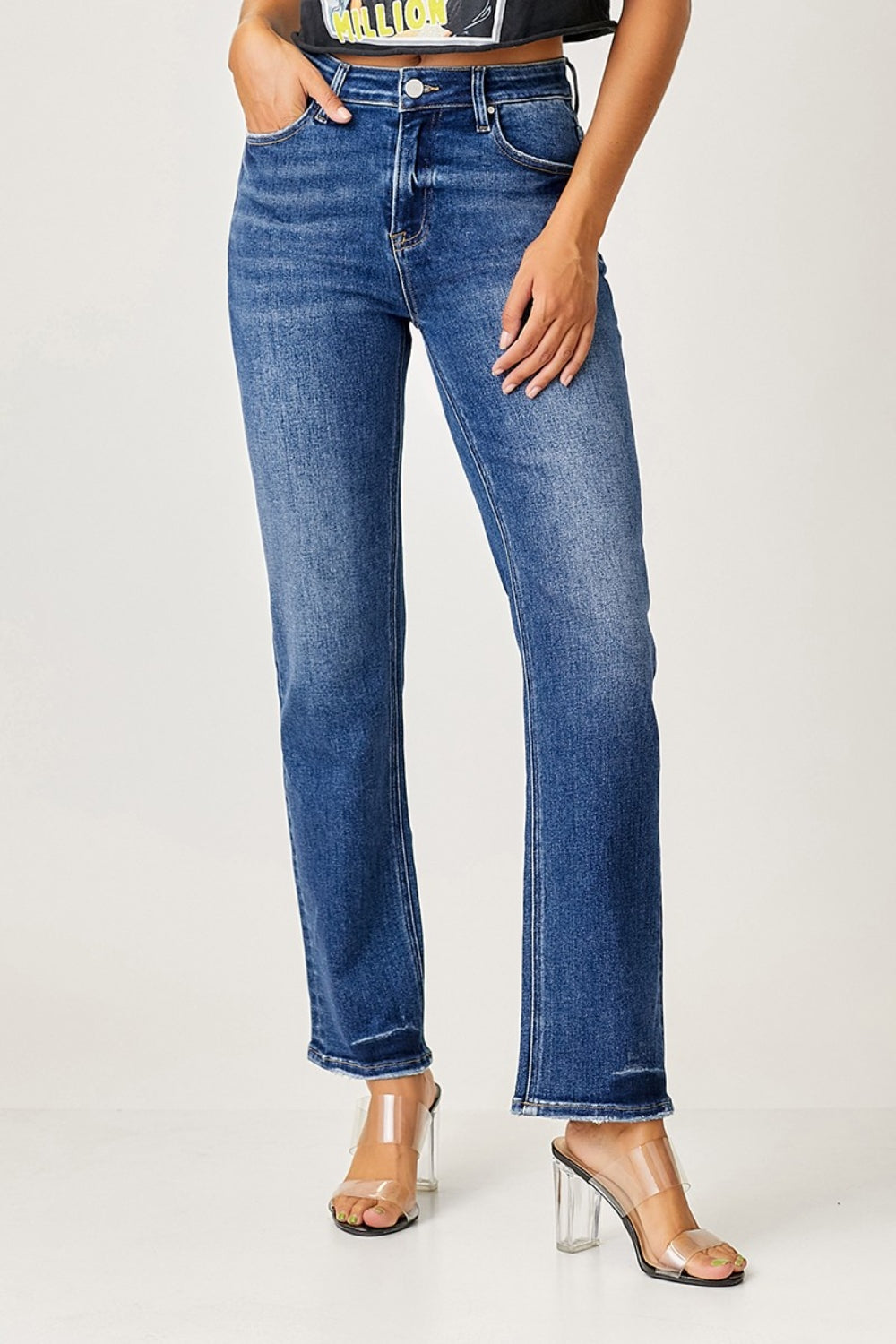 RISEN Mid Rise Slim Straight Jeans - Whimsical Appalachian Boutique