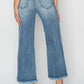 RISEN Raw Hem Cropped Wide Leg Jeans