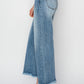 RISEN Raw Hem Cropped Wide Leg Jeans