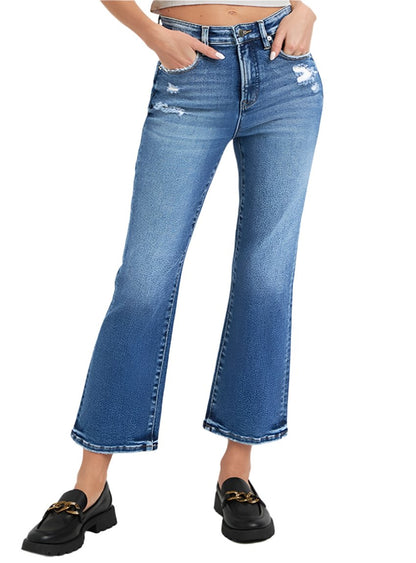 RISEN Tummy Control High Rise Crop Bootcut Jeans