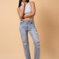 Denim Lab USA Fray Distressed Girlfriend Jeans