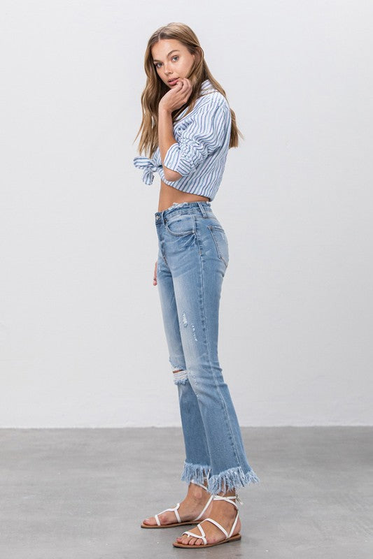 Insane Gene Mid-Rise Frayed Crop Flare Jeans - Whimsical Appalachian Boutique