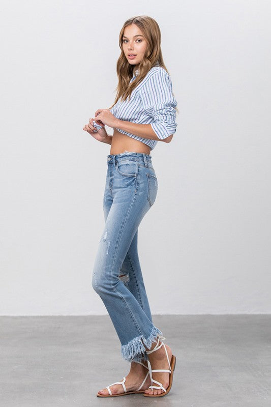 Insane Gene Mid-Rise Frayed Crop Flare Jeans - Whimsical Appalachian Boutique