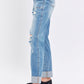 Judy Blue Distressed Straight Jeans with Patch Pockets - Whimsical Appalachian Boutique