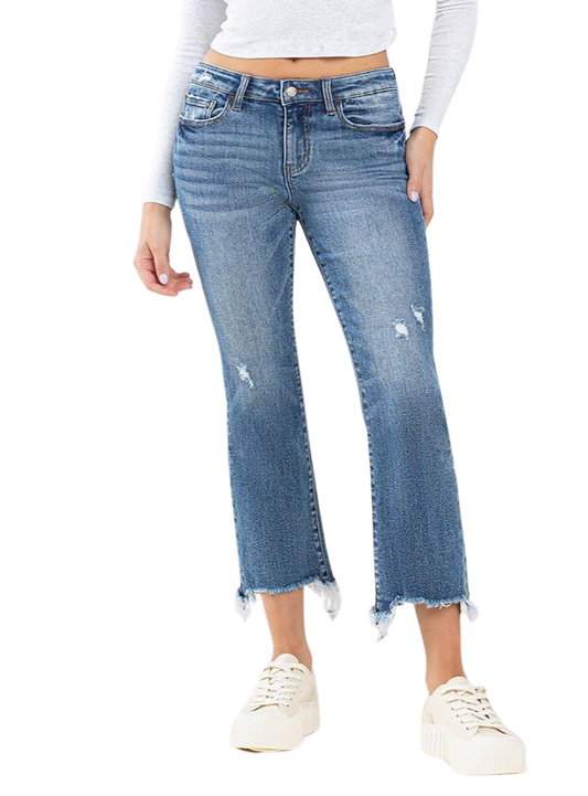 Lovervet Mid Rise Frayed Hem Jeans - Whimsical Appalachian Boutique